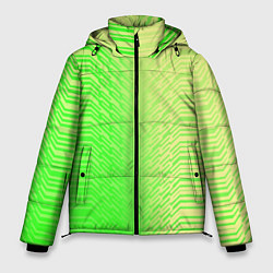 Куртка зимняя мужская Зелёные градиентные линии, цвет: 3D-красный