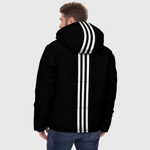 Мужская зимняя куртка Россия три полоски на черном фоне / 3D-Черный – фото 4