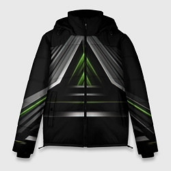 Куртка зимняя мужская Black green abstract nvidia style, цвет: 3D-красный