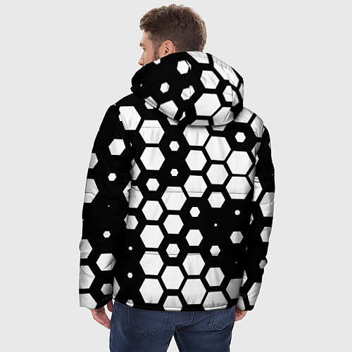 Мужская зимняя куртка Белые соты киберпанк / 3D-Черный – фото 4