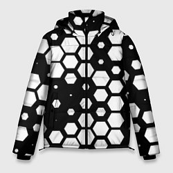 Куртка зимняя мужская Белые соты киберпанк, цвет: 3D-черный