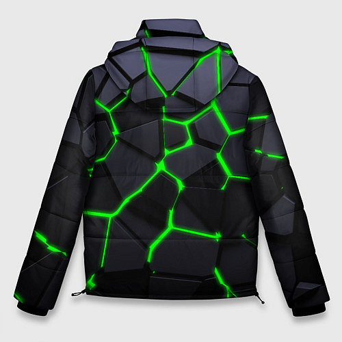Мужская зимняя куртка Зеленые плиты киберпанк / 3D-Красный – фото 2