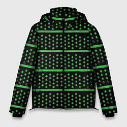 Куртка зимняя мужская Зелёные круги и полосы, цвет: 3D-красный