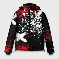 Куртка зимняя мужская Фольксваген на фоне граффити и брызг красок, цвет: 3D-черный