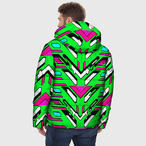 Мужская зимняя куртка Техно броня розово-зелёная / 3D-Черный – фото 4