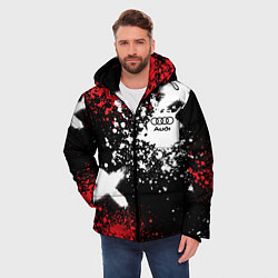 Куртка зимняя мужская Ауди на фоне граффити и брызг красок, цвет: 3D-черный — фото 2