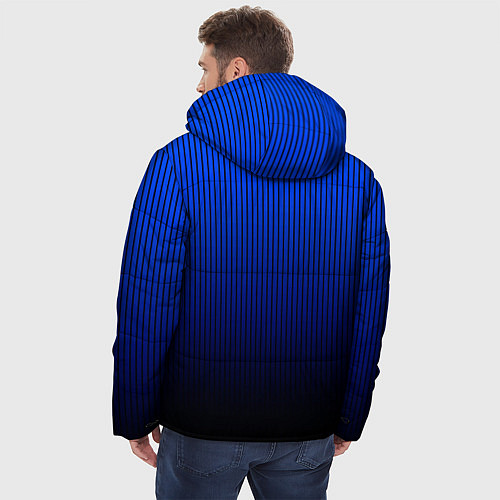 Мужская зимняя куртка Полосатый градиент сине-чёрный / 3D-Черный – фото 4