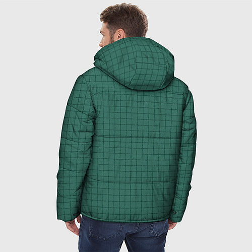 Мужская зимняя куртка Патиново-зелёный в клетку / 3D-Черный – фото 4