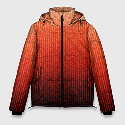 Куртка зимняя мужская Полосатый градиент оранжево-красный в чёрный, цвет: 3D-черный