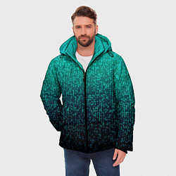 Куртка зимняя мужская Градиент мелкая мозаика аквамарин, цвет: 3D-черный — фото 2