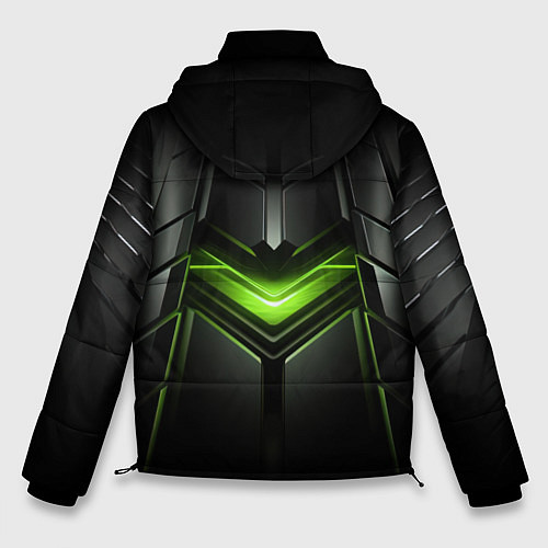 Мужская зимняя куртка Объемная абстрактная яркая зеленая фигура на черно / 3D-Красный – фото 2