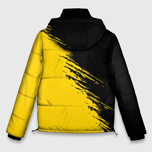 Мужская зимняя куртка Черные штрихи на желтом фоне / 3D-Красный – фото 2