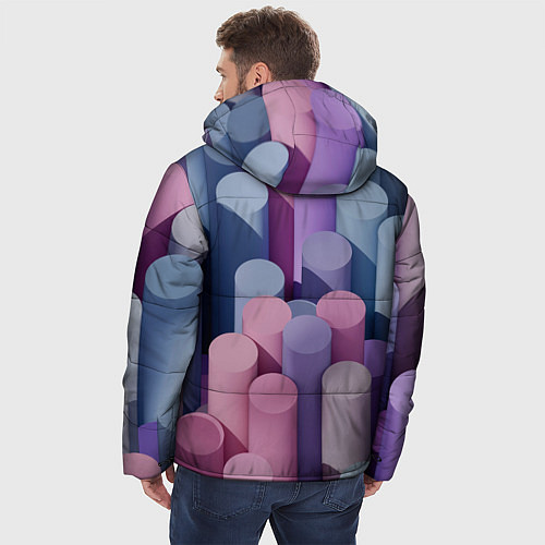 Мужская зимняя куртка Цветные цилиндры / 3D-Черный – фото 4
