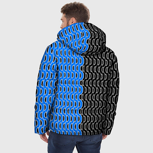 Мужская зимняя куртка Чёрно-синий паттерн с белой обводкой / 3D-Черный – фото 4