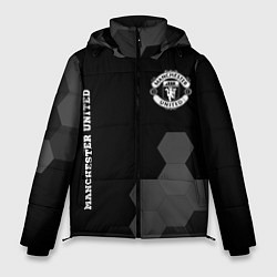 Куртка зимняя мужская Manchester United sport на темном фоне вертикально, цвет: 3D-черный