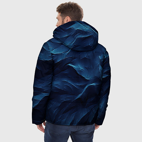 Мужская зимняя куртка Синие глубокие абстрактные волны / 3D-Черный – фото 4