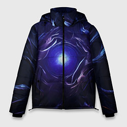 Куртка зимняя мужская Синее абстрактное сияние, цвет: 3D-черный