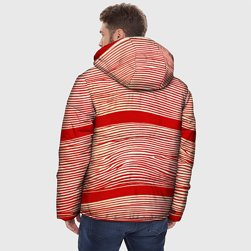 Мужская зимняя куртка В красную полосочку / 3D-Черный – фото 4