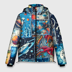 Куртка зимняя мужская Космические обитатели на дениме, цвет: 3D-светло-серый