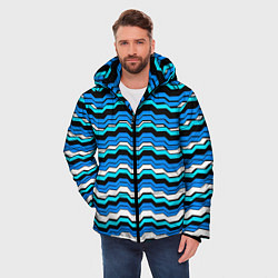 Куртка зимняя мужская Синие техно волны, цвет: 3D-черный — фото 2