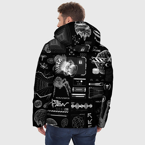 Мужская зимняя куртка Паттерн киберинтерфейса / 3D-Черный – фото 4