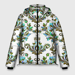 Куртка зимняя мужская Цветочный винтажный узор, цвет: 3D-черный