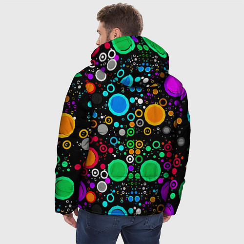 Мужская зимняя куртка Разноцветные круги / 3D-Черный – фото 4