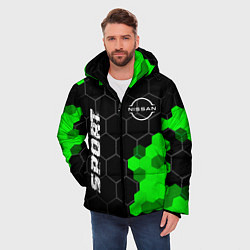 Куртка зимняя мужская Nissan green sport hexagon, цвет: 3D-черный — фото 2