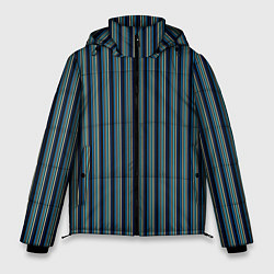 Куртка зимняя мужская Чёрный в ярко-синюю полоску, цвет: 3D-светло-серый