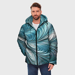 Куртка зимняя мужская Металлические завитки узоры, цвет: 3D-черный — фото 2