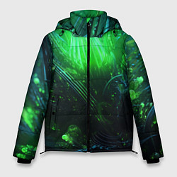 Куртка зимняя мужская Зеленая кислотная яркая неоновая абстракция, цвет: 3D-черный