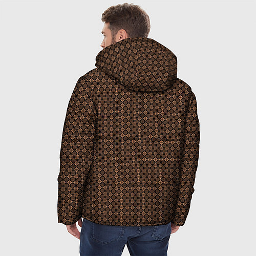 Мужская зимняя куртка Чёрно-коричневый паттерн узоры / 3D-Черный – фото 4