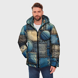 Куртка зимняя мужская Denim patchwork - ai art, цвет: 3D-черный — фото 2