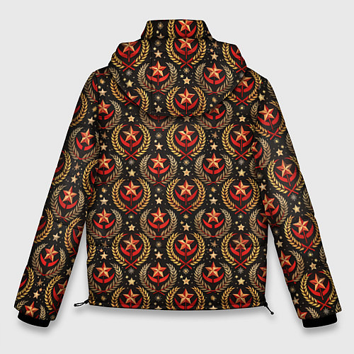 Мужская зимняя куртка Паттерн СССР черный фон / 3D-Красный – фото 2