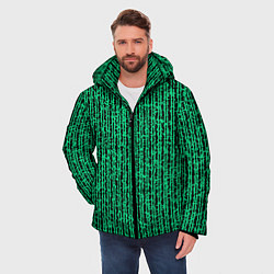 Куртка зимняя мужская Полосатый чёрно-зелёный, цвет: 3D-черный — фото 2