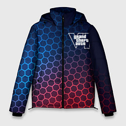 Куртка зимняя мужская GTA6 неоновые соты, цвет: 3D-черный