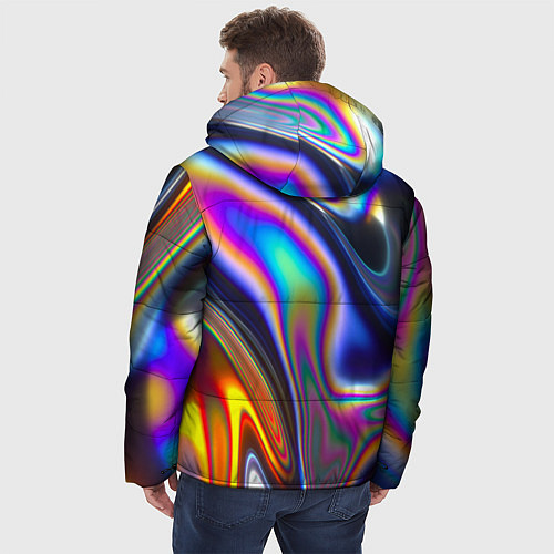 Мужская зимняя куртка Абстрактный разноцветный жидкий металл / 3D-Черный – фото 4