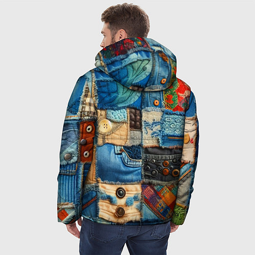 Мужская зимняя куртка Vanguard denim patchwork - ai art / 3D-Светло-серый – фото 4