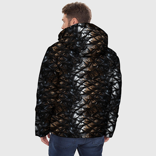 Мужская зимняя куртка Блестящая металлическая броня / 3D-Черный – фото 4