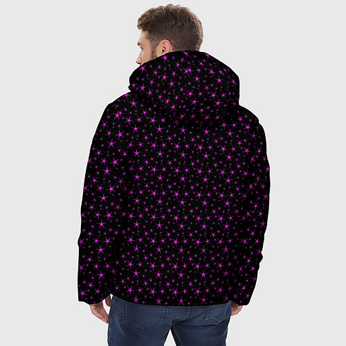 Мужская зимняя куртка Чёрный с сиреневыми звёздочками / 3D-Черный – фото 4