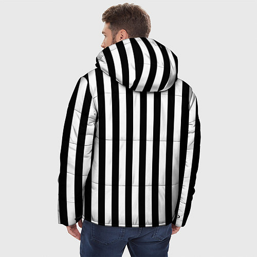 Мужская зимняя куртка Вертикальная широкая полоска / 3D-Черный – фото 4