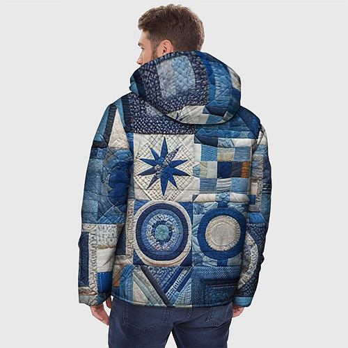 Мужская зимняя куртка Denim patchwork - ai art / 3D-Светло-серый – фото 4