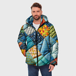 Куртка зимняя мужская Лоскутное одеяло - пэчворк, цвет: 3D-черный — фото 2