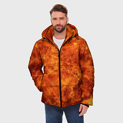 Куртка зимняя мужская Пламя 8бит текстура, цвет: 3D-красный — фото 2