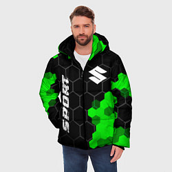 Куртка зимняя мужская Suzuki green sport hexagon, цвет: 3D-черный — фото 2