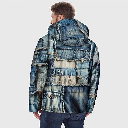 Мужская зимняя куртка Patchwork denim - vogue / 3D-Красный – фото 4