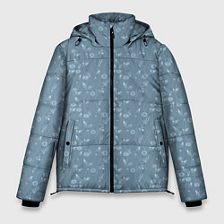 Куртка зимняя мужская Серо-голубой цветочный однотонный узор, цвет: 3D-красный