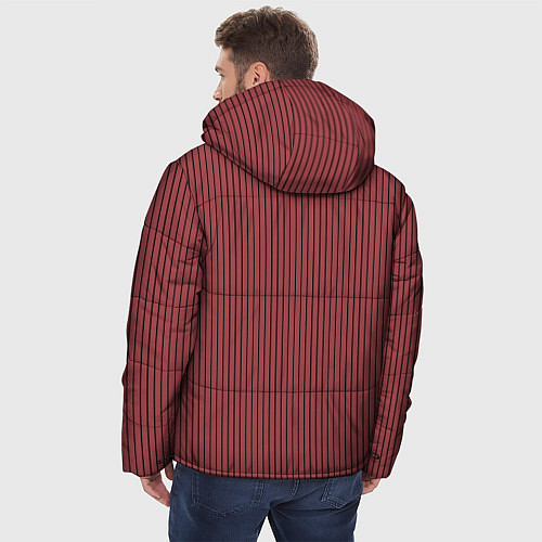 Мужская зимняя куртка Светло-бордовый в чёрную полоску / 3D-Черный – фото 4