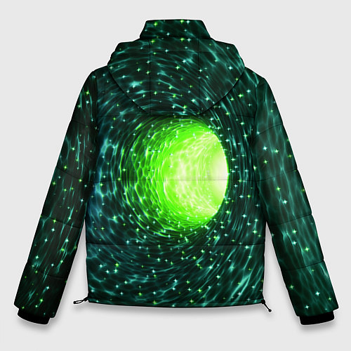 Мужская зимняя куртка Червоточина - зеленый водоворот со свечением / 3D-Светло-серый – фото 2