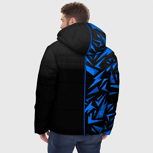 Мужская зимняя куртка Россия - синяя абстракция / 3D-Черный – фото 4